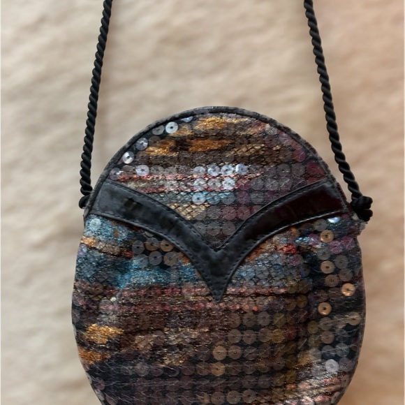 Vintage 80s Sequin Bag - Made In Germany - Picture 7 of 9